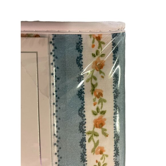 Shabby Chic Sheet Set NEW Full Floral 6 Piece Set Blue Stripe with Orange Flower - Picture 12 of 16